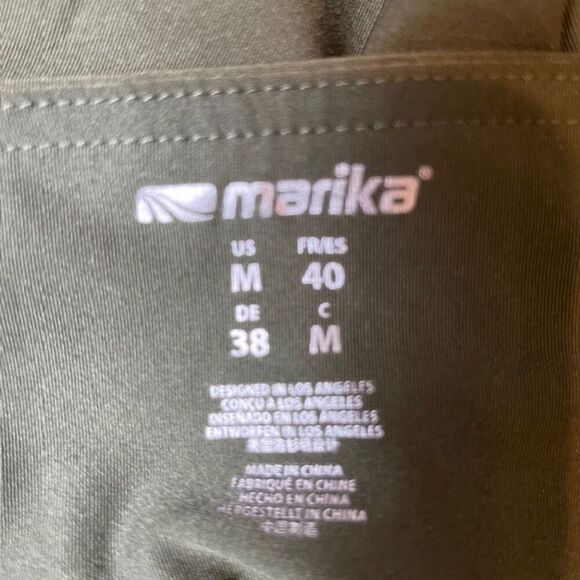 Marika Women's Cropped Leggings Olive with White Stripe Leg Detail Size Medium - Picture 7 of 8